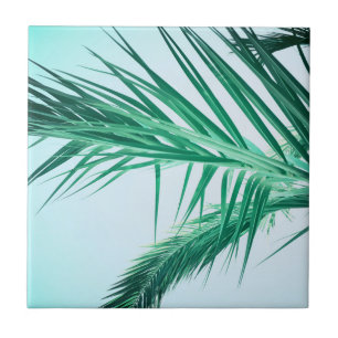 Sommar Vibes Handflatan Träd Löv Blek Grönt Kakelplatta