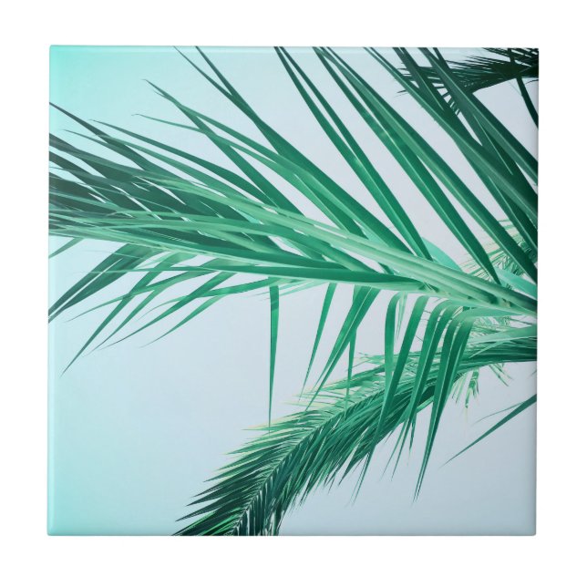 Sommar Vibes Handflatan Träd Löv Blek Grönt Kakelplatta (Framsidan)