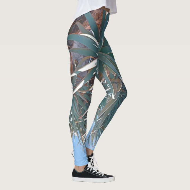 Sommar Vibes Handflatan Träd Löv Blek Grönt Leggings (Höger)