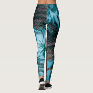 Sommar Vibes Handflatan Träd Löv Blek Grönt Leggings