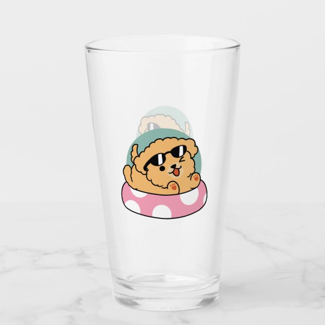 Sommar Vibes Hund - Flytande marionett med solglas Glaskopp (Framsida)