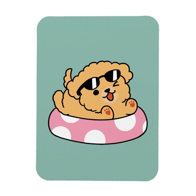 Sommar Vibes Hund - Flytande marionett med solglas Magnet (Vertikal)