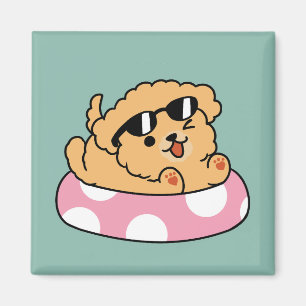 Sommar Vibes Hund - Flytande marionett med solglas Magnet
