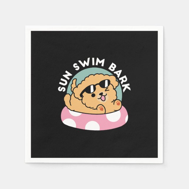 Sommar Vibes Hund - Flytande marionett med solglas Pappersservett (Framsidan)