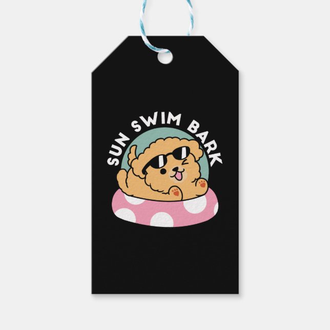 Sommar Vibes Hund - Flytande marionett med solglas Presentetikett (Framsidan)