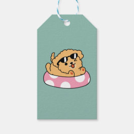 Sommar Vibes Hund - Flytande marionett med solglas Presentetikett