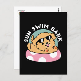 Sommar Vibes Hund - Flytande marionett med solglas Vykort