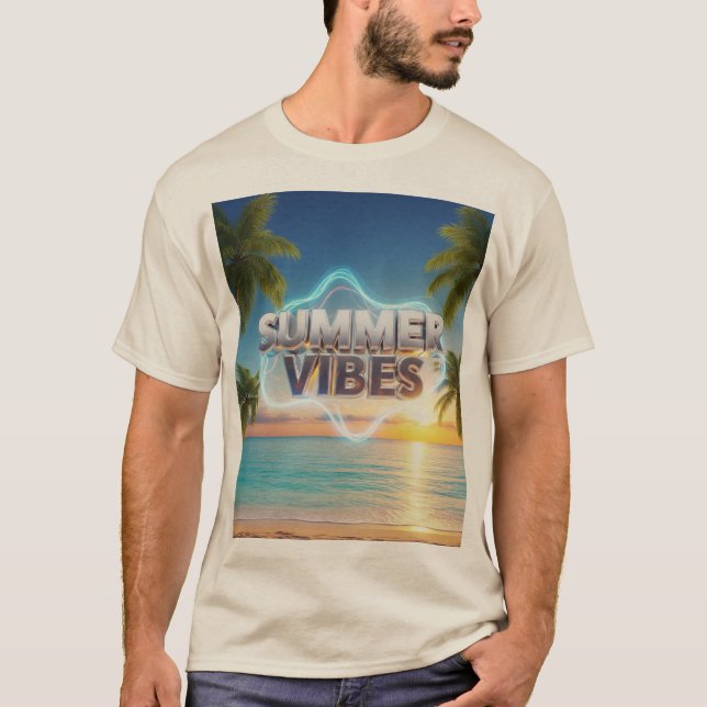 Sommar Vibes Manar-Shirt - 3d & Snyggt, sommartid T Shirt (Framsida)
