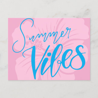 Sommar Vibes med Hibiscus Flower - Rosa och Blue Helg Vykort
