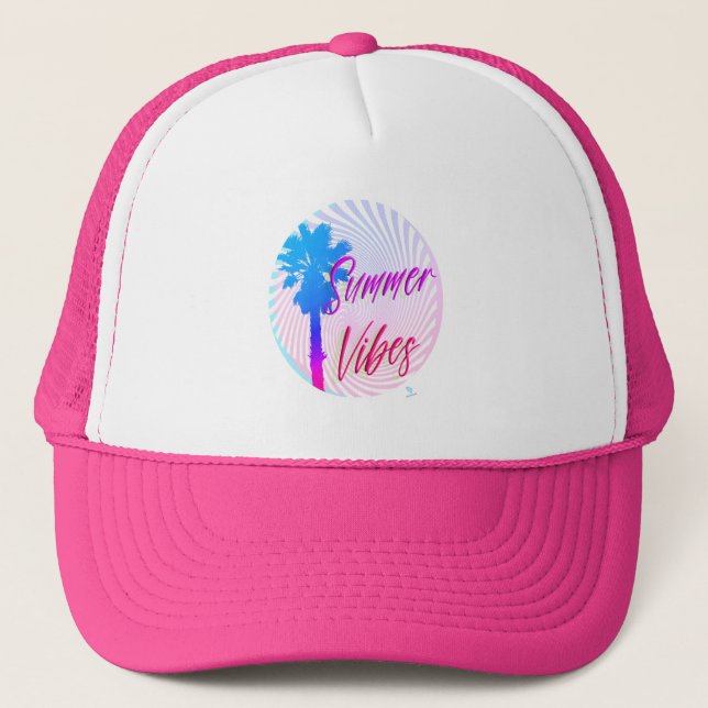 Sommar Vibes Neon Palmträd Hot Motto Keps (Framsida)