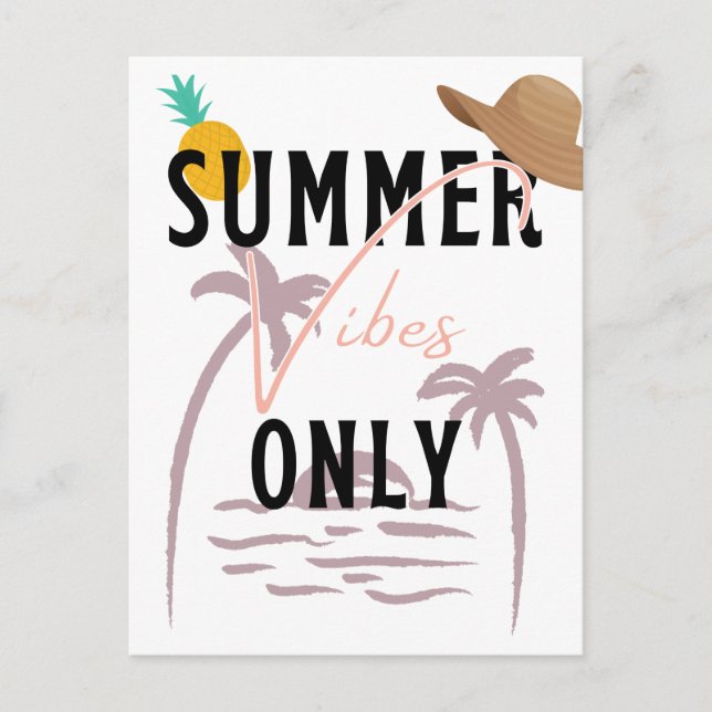 Sommar Vibes Only Beach Vykort (Framsida)