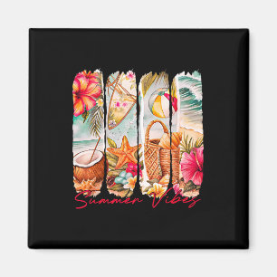 Sommar Vibes Retro Beach Sommar Vacation Matching Magnet