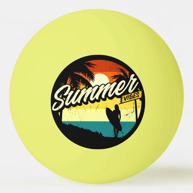 Sommar Vibes Retro Silhuett   Pingisboll (Framsidan)