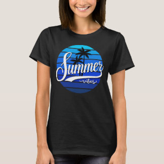 Sommar Vibes Retro Sunset and Handflatan Träd Wome T Shirt