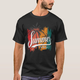 Sommar Vibes Retro Sunset och Handflatan Träd Mana T Shirt