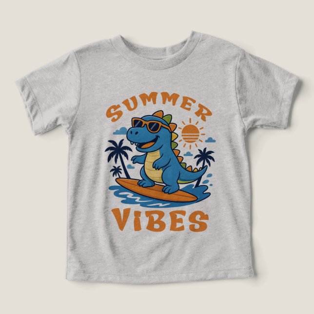 Sommar Vibes, Roligt Dinosaur Kids T Shirt (Design Framsida)