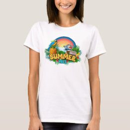 Sommar Vibes Semester Strand T Shirt
