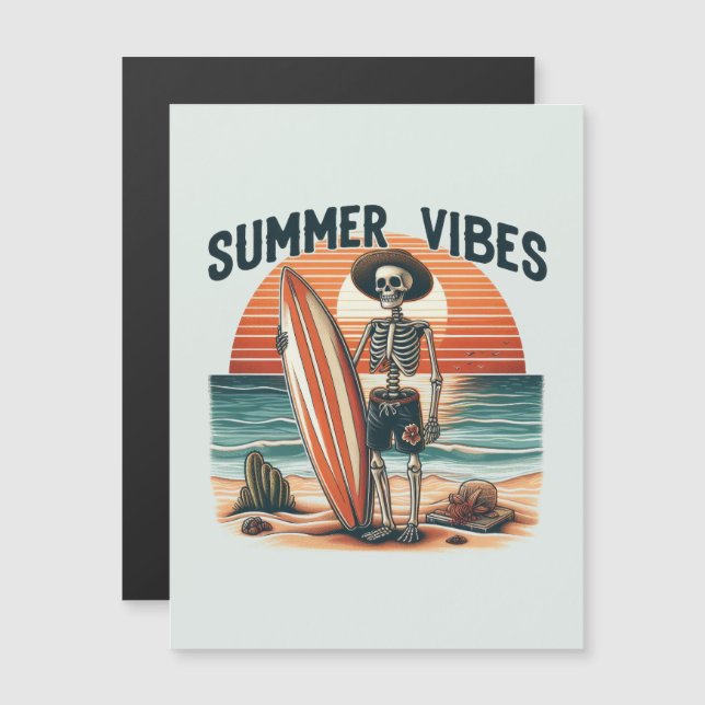 Sommar Vibes Skeleton Surfer Sunset Beach Design (Fram/baksida)