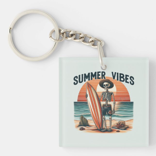 Sommar Vibes Skeleton Surfer Sunset Beach Design (Framsidan)