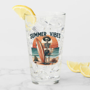 Sommar Vibes Skeleton Surfer Sunset Beach Design Glaskopp