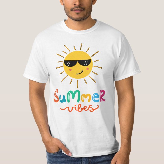 Sommar Vibes Sol Manar tårvit T Shirt (Framsida)