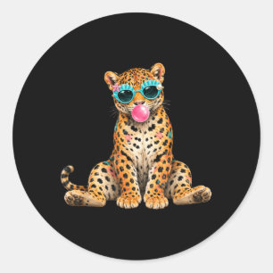 Sommar Vibes Strand Semester Leopard Blåser Bubbla Runt Klistermärke