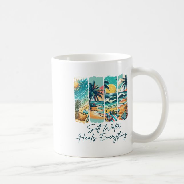 Sommar Vibes Strand Semester Saltvatten Läker Varj Kaffemugg (Höger)
