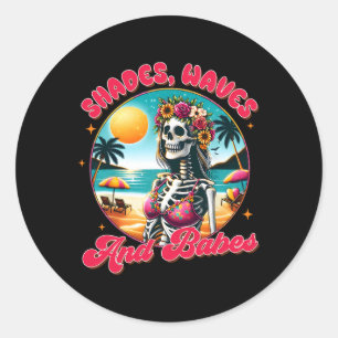 Sommar Vibes Strand Semester Sommarskuggor Vågor A Runt Klistermärke