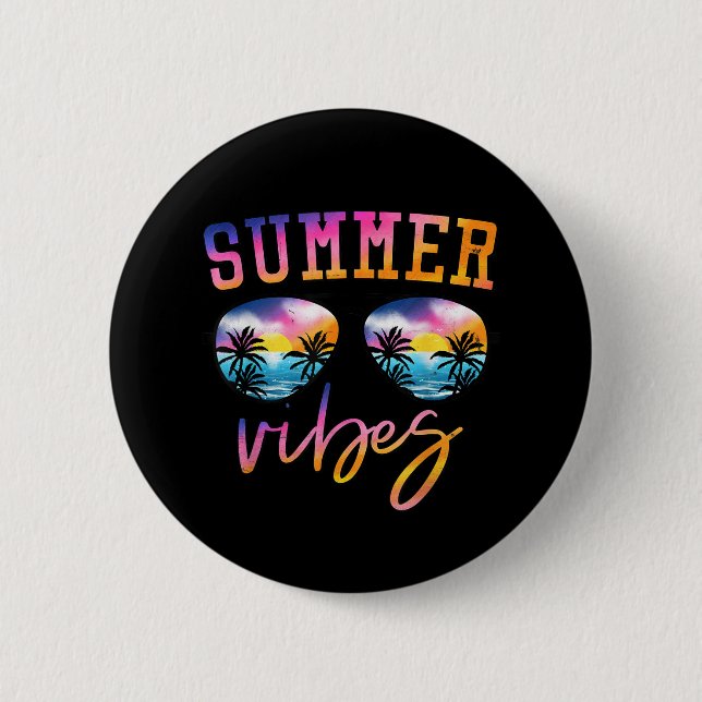 Sommar Vibes sunglass med Handflatan Träd Funny Be Knapp (Framsida)
