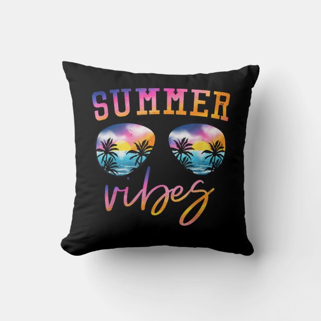 Sommar Vibes sunglass med Handflatan Träd Funny Be Kudde (Framsida)