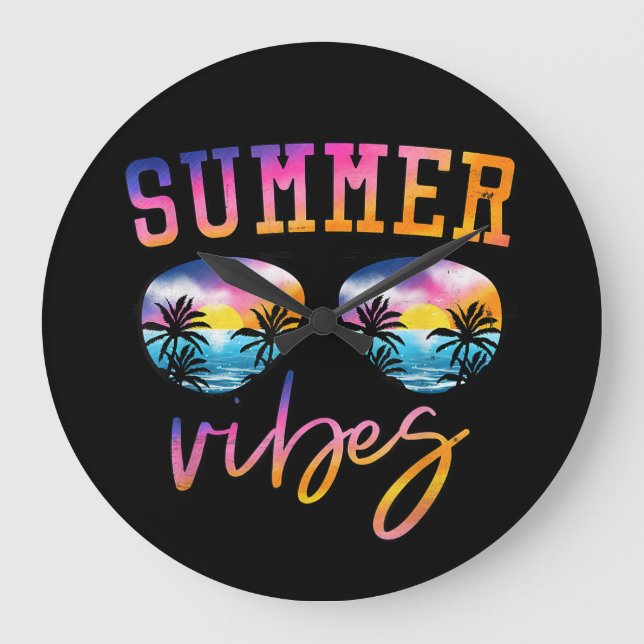 Sommar Vibes sunglass med Handflatan Träd Funny Be Stor Klocka (Framsida)