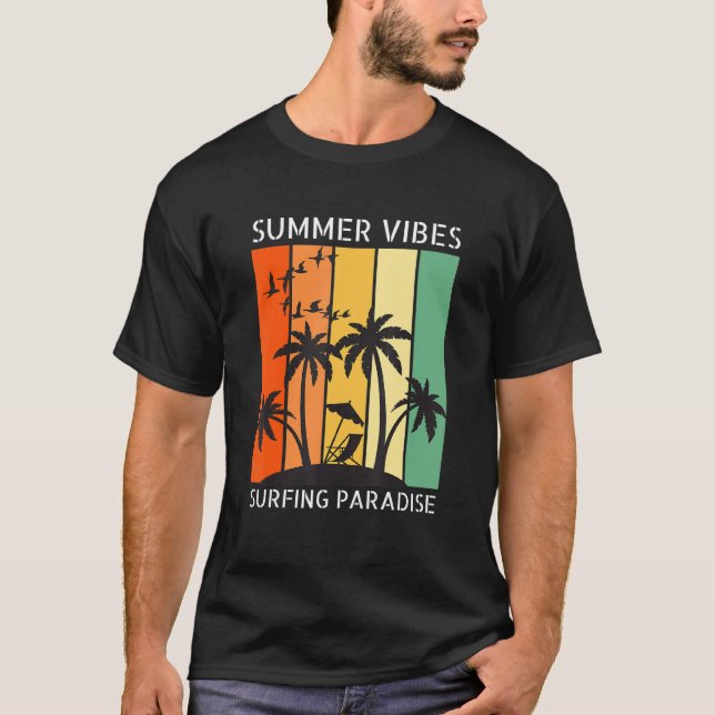 Sommar Vibes Surfing Paradise Sommar T Shirt (Framsida)