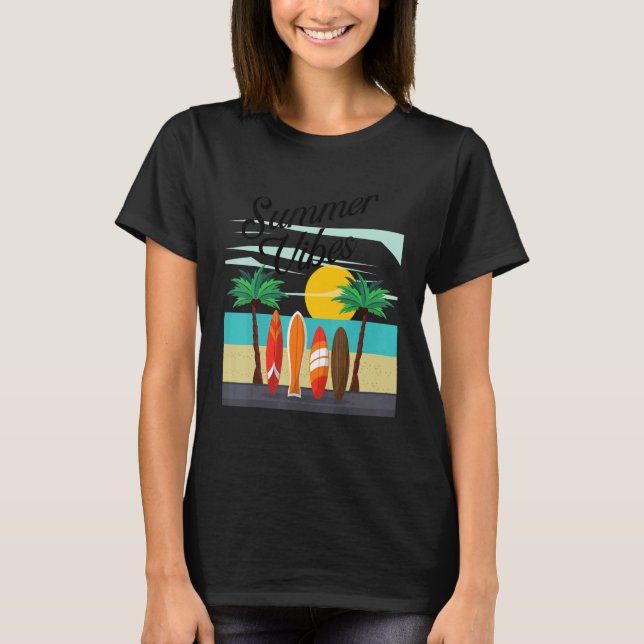 Sommar Vibes Surfing Summer Beach Vacation 1 T Shirt (Framsida)