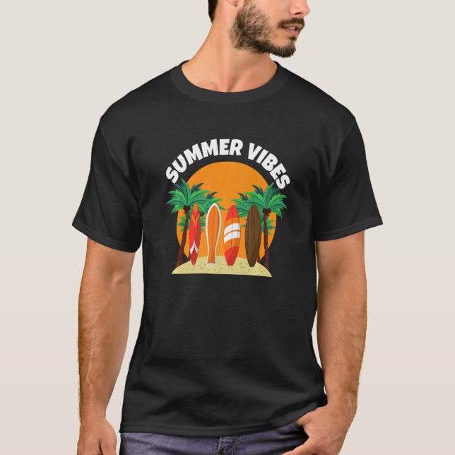 Sommar Vibes Surfing Summer Beach Vacation _9 T Shirt (Framsida)