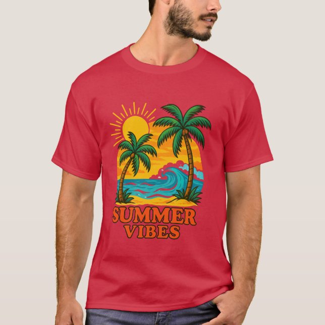 Sommar Vibes T-Shirt för Sol, Vind och Beach Älska (Framsida)
