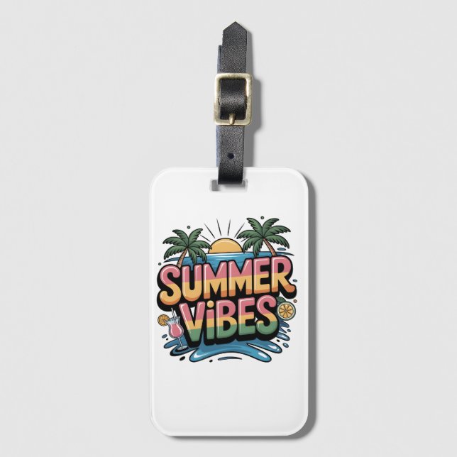 Sommar Vibes Tropical Beach Bagagebricka (Framsida vertikal)