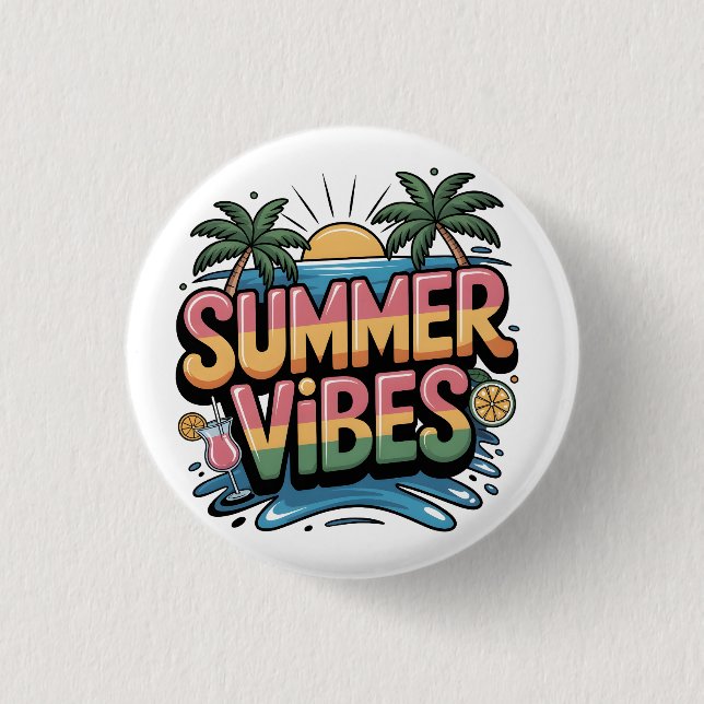 Sommar Vibes Tropical Beach Knapp (Framsida)