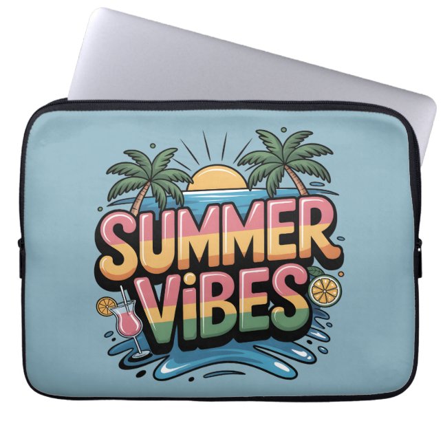 Sommar Vibes Tropical Beach Laptop Fodral (Framsidan)