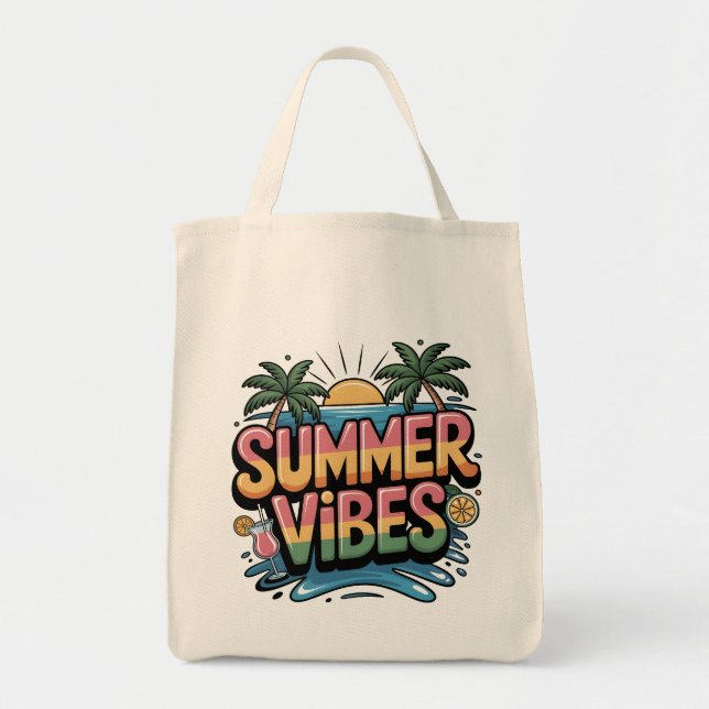 Sommar Vibes Tropical Beach Tygkasse (Framsidan)