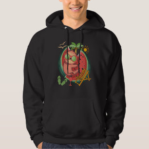 Sommar Vibes Tropical Fruit Animal Sloth Watermel Hoodie