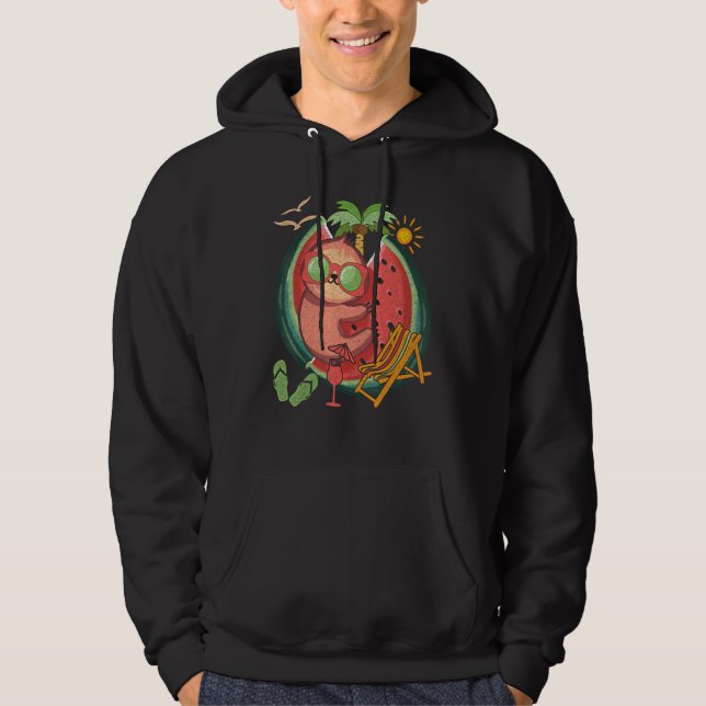 Sommar Vibes Tropical Fruit Animal Sloth Watermel Hoodie (Framsida)