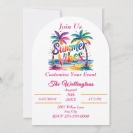 Sommar Vibes Tropical Handflatan Träd Ocean Custom Inbjudningar