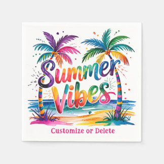 Sommar Vibes Tropical Handflatan Träd Ocean Person Pappersservett