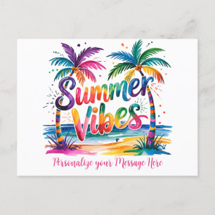 Sommar Vibes Tropical Handflatan Träd & Ocean Suns Meddelande Vykort