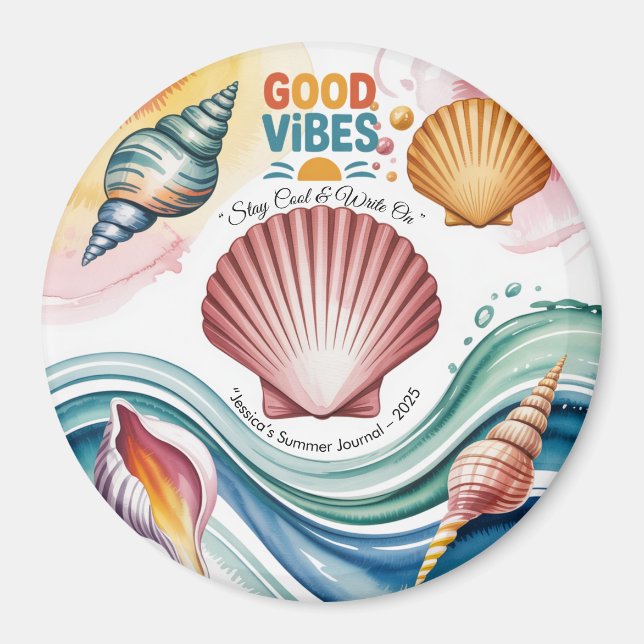 Sommar Vibes Tropical Notebook Magnet (Framsidan)
