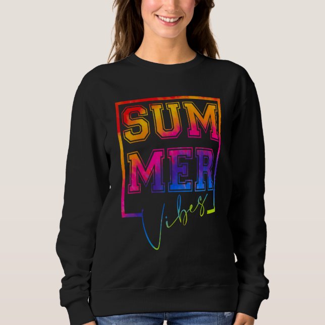 Sommar Vibes Tye Die Mönster sommaruppehåll T Shirt (Framsida)