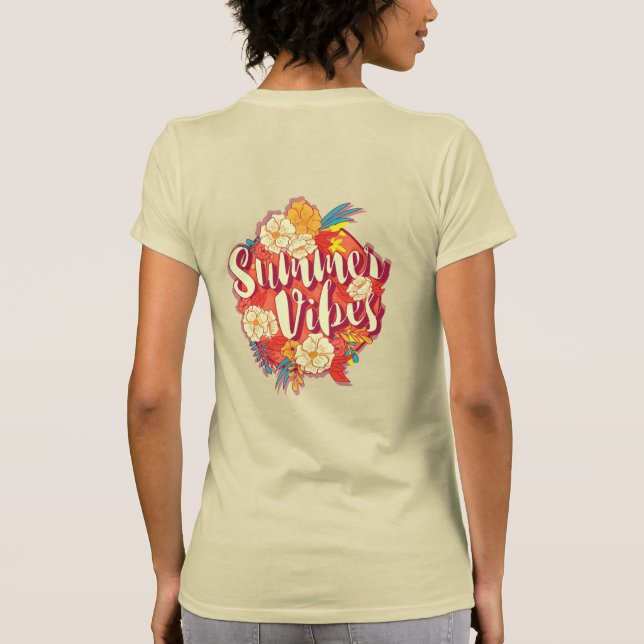 Sommar Vibes Typografi Tropical Flower T Shirt (Baksida)