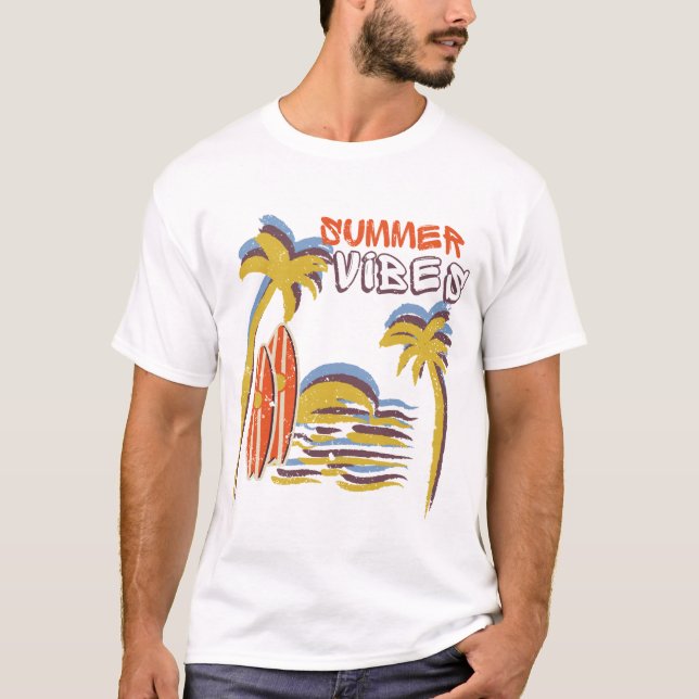 Sommar Vibes Vacation Vintage T Shirt (Framsida)