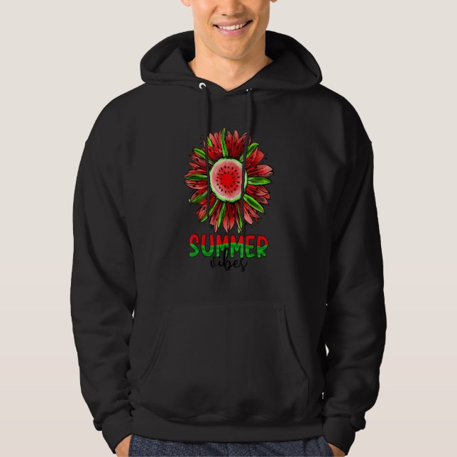 Sommar Vibes Vattenmelon Sunflower Hoodie (Framsida)