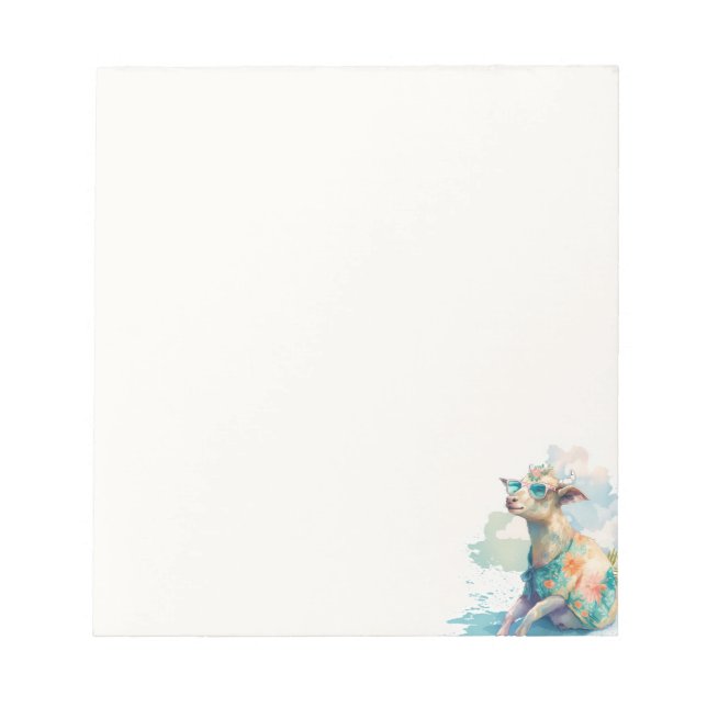 Sommar Vibes Watercolor Goat and Sunglasses - Anteckningsblock (Framsida)